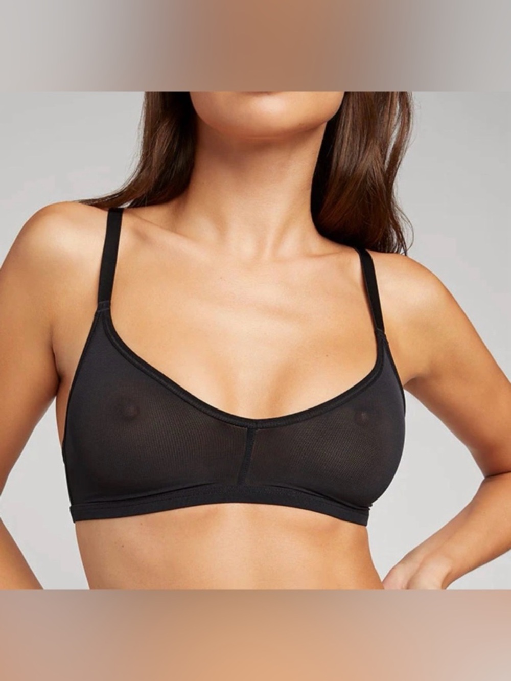 Negative Black Wireless Mesh Bra sz 0